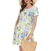 imageSummer Dresses for Women Casual Tshirt Short Sleeve Floral Sundress Beach Cover Ups with PocketsA White Purple Floral
