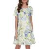 imageSummer Dresses for Women Casual Tshirt Short Sleeve Floral Sundress Beach Cover Ups with PocketsA White Purple Floral