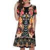 imageSummer Dresses for Women Casual Tshirt Short Sleeve Floral Sundress Beach Cover Ups with PocketsAa Yellow Flower
