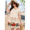 imageSummer Dresses for Women Casual Tshirt Short Sleeve Floral Sundress Beach Cover Ups with PocketsApricot Flower