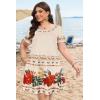 imageSummer Dresses for Women Casual Tshirt Short Sleeve Floral Sundress Beach Cover Ups with PocketsApricot Flower