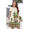 imageSummer Dresses for Women Casual Tshirt Short Sleeve Floral Sundress Beach Cover Ups with PocketsApricot Leaves