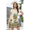 imageSummer Dresses for Women Casual Tshirt Short Sleeve Floral Sundress Beach Cover Ups with PocketsApricot Leaves