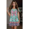 imageSummer Dresses for Women Casual Tshirt Short Sleeve Floral Sundress Beach Cover Ups with PocketsAquamarine Flower