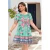 imageSummer Dresses for Women Casual Tshirt Short Sleeve Floral Sundress Beach Cover Ups with PocketsAquamarine Flower