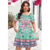 imageSummer Dresses for Women Casual Tshirt Short Sleeve Floral Sundress Beach Cover Ups with PocketsAquamarine Flower