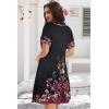 imageSummer Dresses for Women Casual Tshirt Short Sleeve Floral Sundress Beach Cover Ups with PocketsBlack Purple