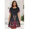 imageSummer Dresses for Women Casual Tshirt Short Sleeve Floral Sundress Beach Cover Ups with PocketsBlack Purple