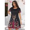 imageSummer Dresses for Women Casual Tshirt Short Sleeve Floral Sundress Beach Cover Ups with PocketsBlack Purple