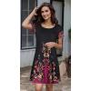 imageSummer Dresses for Women Casual Tshirt Short Sleeve Floral Sundress Beach Cover Ups with PocketsBlack Purple