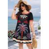 imageSummer Dresses for Women Casual Tshirt Short Sleeve Floral Sundress Beach Cover Ups with PocketsBlack Tree Boho