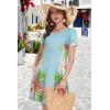 imageSummer Dresses for Women Casual Tshirt Short Sleeve Floral Sundress Beach Cover Ups with PocketsBlue Flower Leaves