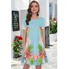 imageSummer Dresses for Women Casual Tshirt Short Sleeve Floral Sundress Beach Cover Ups with PocketsBlue Flower Leaves