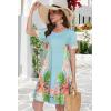 imageSummer Dresses for Women Casual Tshirt Short Sleeve Floral Sundress Beach Cover Ups with PocketsBlue Flower Leaves