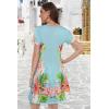 imageSummer Dresses for Women Casual Tshirt Short Sleeve Floral Sundress Beach Cover Ups with PocketsBlue Flower Leaves