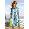 imageSummer Dresses for Women Casual Tshirt Short Sleeve Floral Sundress Beach Cover Ups with PocketsBlue Grass