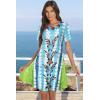 imageSummer Dresses for Women Casual Tshirt Short Sleeve Floral Sundress Beach Cover Ups with PocketsBlue Grass