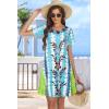 imageSummer Dresses for Women Casual Tshirt Short Sleeve Floral Sundress Beach Cover Ups with PocketsBlue Grass