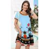 imageSummer Dresses for Women Casual Tshirt Short Sleeve Floral Sundress Beach Cover Ups with PocketsBlue Pineapple Tree