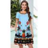imageSummer Dresses for Women Casual Tshirt Short Sleeve Floral Sundress Beach Cover Ups with PocketsBlue Pineapple Tree