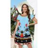 imageSummer Dresses for Women Casual Tshirt Short Sleeve Floral Sundress Beach Cover Ups with PocketsBlue Pineapple Tree