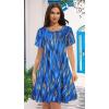 imageSummer Dresses for Women Casual Tshirt Short Sleeve Floral Sundress Beach Cover Ups with PocketsBlue Stripe