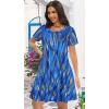 imageSummer Dresses for Women Casual Tshirt Short Sleeve Floral Sundress Beach Cover Ups with PocketsBlue Stripe