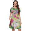 imageSummer Dresses for Women Casual Tshirt Short Sleeve Floral Sundress Beach Cover Ups with PocketsColourful Gardens