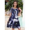 imageSummer Dresses for Women Casual Tshirt Short Sleeve Floral Sundress Beach Cover Ups with PocketsDeep Blue Tie Dye