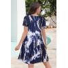 imageSummer Dresses for Women Casual Tshirt Short Sleeve Floral Sundress Beach Cover Ups with PocketsDeep Blue Tie Dye
