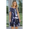 imageSummer Dresses for Women Casual Tshirt Short Sleeve Floral Sundress Beach Cover Ups with PocketsDeep Blue Tie Dye