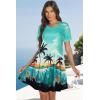 imageSummer Dresses for Women Casual Tshirt Short Sleeve Floral Sundress Beach Cover Ups with PocketsGreen Coconut Tree