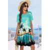 imageSummer Dresses for Women Casual Tshirt Short Sleeve Floral Sundress Beach Cover Ups with PocketsGreen Coconut Tree