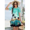 imageSummer Dresses for Women Casual Tshirt Short Sleeve Floral Sundress Beach Cover Ups with PocketsGreen Coconut Tree