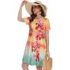 imageSummer Dresses for Women Casual Tshirt Short Sleeve Floral Sundress Beach Cover Ups with PocketsOrange Floral