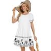 imageSummer Dresses for Women Casual Tshirt Short Sleeve Floral Sundress Beach Cover Ups with PocketsWhite Tree