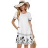 imageSummer Dresses for Women Casual Tshirt Short Sleeve Floral Sundress Beach Cover Ups with PocketsWhite Tree