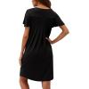 imageWEACZZY Womens Pleated Front Loose Fit Ruffle Short Sleeve Nightgowns Sleepwear Casual House Dress Sleepshirt LoungewearBlack