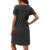 imageWEACZZY Womens Pleated Front Loose Fit Ruffle Short Sleeve Nightgowns Sleepwear Casual House Dress Sleepshirt LoungewearDeep Gray