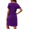 imageWEACZZY Womens Pleated Front Loose Fit Ruffle Short Sleeve Nightgowns Sleepwear Casual House Dress Sleepshirt LoungewearPurple