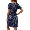imageWEACZZY Womens Pleated Front Loose Fit Ruffle Short Sleeve Nightgowns Sleepwear Casual House Dress Sleepshirt LoungewearYh White Navy
