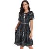 imageWomen Sundresses Summer Tshirt Short Sleeves Casual Swing Elastic Wasit Sun Dresses with Pockets Black PlanetsL