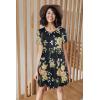 imageWomens Sun Dresses Summer Loose Casual Floral Short Sleeve Tshirt Sundresses with PocketsBlack Yellow FlowerL