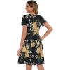 imageWomens Sun Dresses Summer Loose Casual Floral Short Sleeve Tshirt Sundresses with PocketsBlack Yellow FlowerL