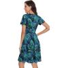 imageelescat Casual Dress for Women Summer Comfy Flowy Swing Plain Dresses Beach with Pockets Green Blue LeafL