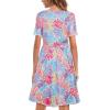 imageelescat Casual Dress for Women Summer Comfy Flowy Swing Plain Dresses Beach with Pockets Pink Blue CoralS