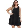 imageelescat Plus Size Summer Dresses for Women Sleeveless Pockets Beach Tshirt Tank Sundress00solid Black