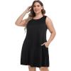 imageelescat Plus Size Summer Dresses for Women Sleeveless Pockets Beach Tshirt Tank Sundress00solid Black