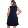 imageelescat Plus Size Summer Dresses for Women Sleeveless Pockets Beach Tshirt Tank Sundress00solid Blue