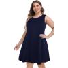 imageelescat Plus Size Summer Dresses for Women Sleeveless Pockets Beach Tshirt Tank Sundress00solid Blue